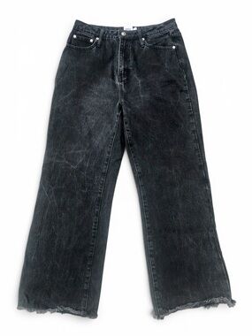 PRINCESS POLLY Wide-Leg Jeans Raw Hems High Waist 100% Cotton